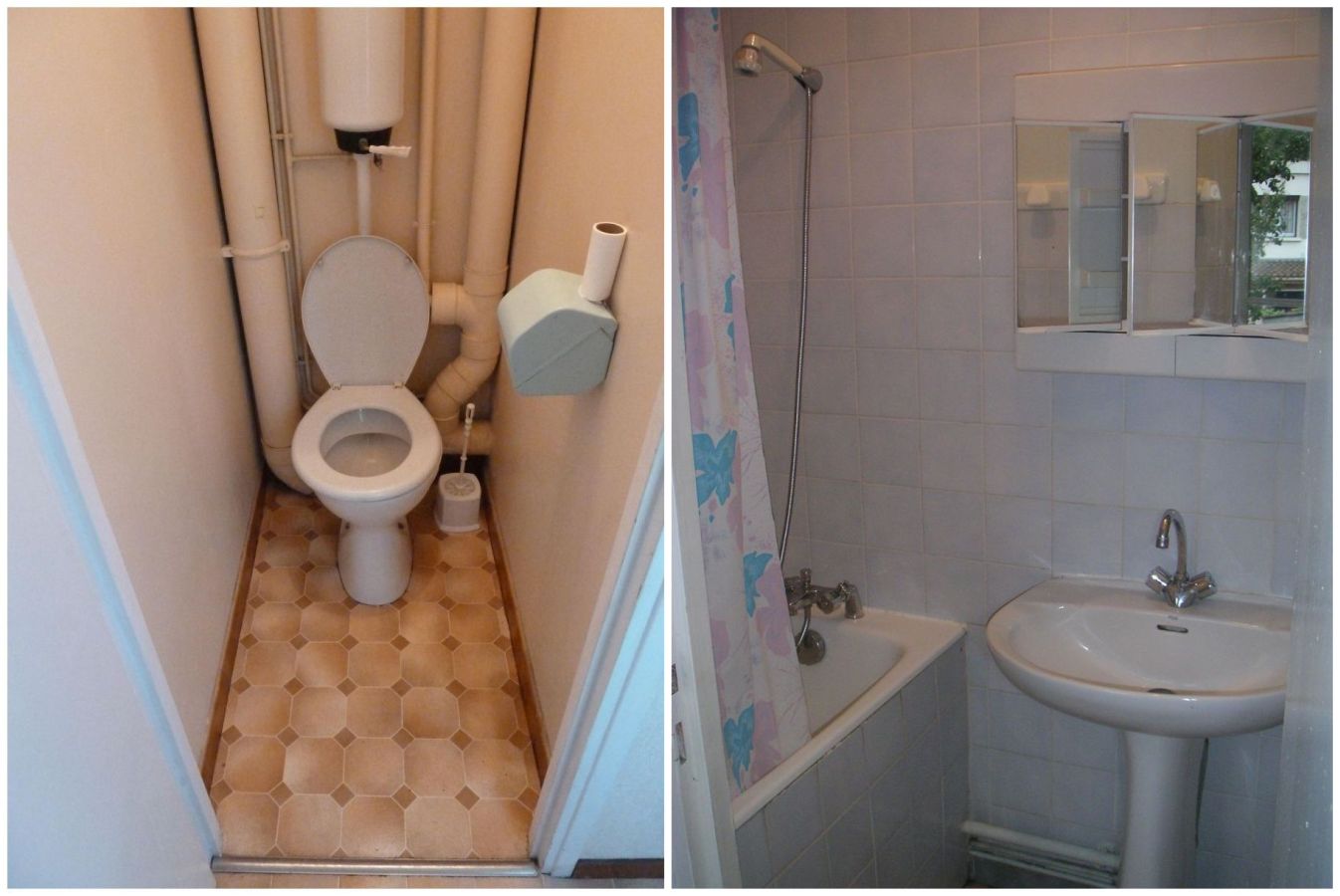 WC séparé et Salle de bains avec baignoire